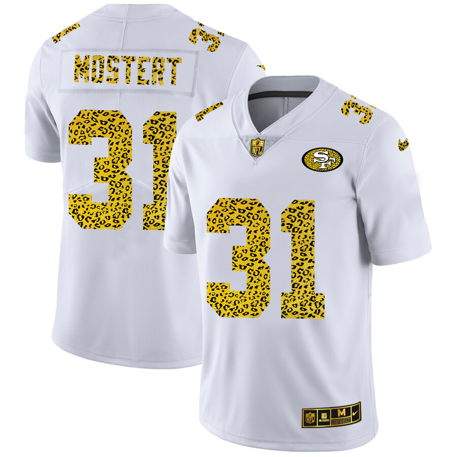 San Francisco 49ers #31 Raheem Mostert Men Nike Flocked Leopard Print Vapor Limited NFL Jersey White